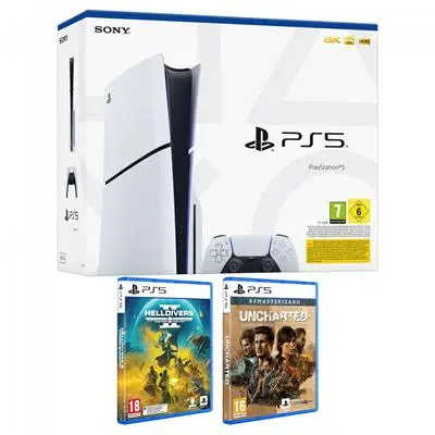 CONSOLA SONY PS5 SLIM LECTOR CHASIS D UNCHARTED LEGADO LADRONES HELLDIVERS 2